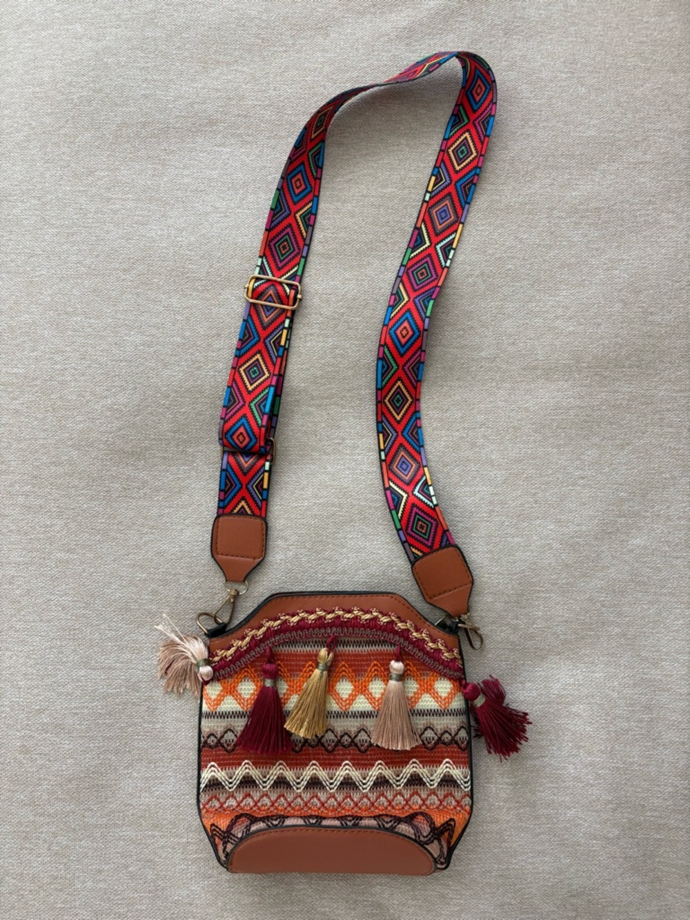 Boho Tassel Crossbody Bag - Multicolor